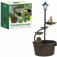 GardenKraft 12260 1 Tier Cascading Barrel Fountain with 4 Lotus Leaves Including Pump Garden Decoration Water Feature, Copper