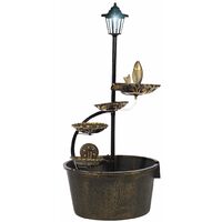 GardenKraft 12260 1 Tier Cascading Barrel Fountain with 4 Lotus Leaves Including Pump Garden Decoration Water Feature, Copper