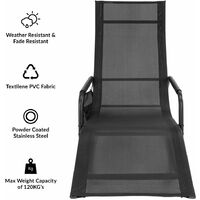 GardenKraft Outdoor Garden Rocking Chairs / 2 Styles Includes Pillow Or Side Bag/Steel Frame/Ultra-Durable Textilene Material/Black Or Grey Colours (Black, With Side Bag)