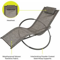 GardenKraft Louis Moon Chairs Rocking Sun Loungers/Garden Chairs with Pillow/Zero Gravity Effect/Steel Frame/Ultra-Durable Textilene Material/Grey Or Black Colour (Grey)