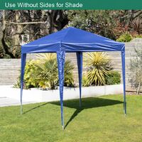 GardenKraft 10859 2m x 2m Pop-Up Gazebo with Sides / Strong Aluminium & Steel Frame / Quick Easy Set-Up / Heavy Duty Sandbag Anchors / Water Resistant Polyester Canopy / Navy Blue Colour