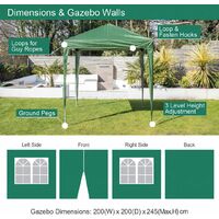GardenKraft 10849 2m x 2m Pop-Up Gazebo with Sides / Strong Aluminium & Steel Frame / Quick Easy Set-Up / Heavy Duty Sandbag Anchors / Water Resistant Polyester Canopy / Dark Green Colour