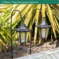 GardenKraft 18229 Pack Of 2 Solar Powered LED Shepherds Crook Style Lanterns / Hanging Victorian Coach Lamps / Outdoor Garden Lighting / Weatherproof / 70cm High…
