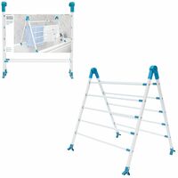 BLACK+DECKER BXAR63229E Extendable Over Bath Airer, Aqua Colour, Adjustable Rotation, 10 Drying Bars with 5.6m Total Drying Space, Folds For Compact Storage