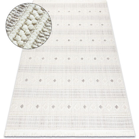 Tapis NANO FH69A Diamants, bouclé, tissé plat blanc / gris beige 120x170 cm (1/5)
