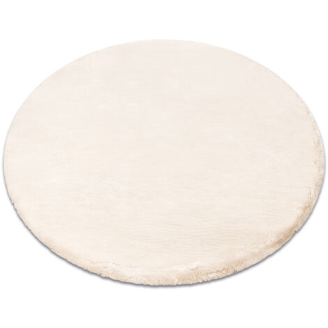 Tapis TEDDY NEW sand 52 cercle Shaggy beige très épais, en peluche beige cercle 120 cm (1/5)