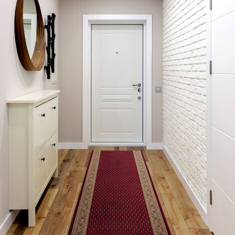 Rugsx Tapis De Couloir Inca Antidérapant Bordeaux 67x300 Cm - Moderne Et Solide Pour Cuisine, Hall Et Entrée