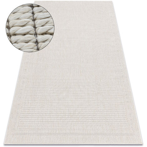 Tapis ORIGI 3727 crème - Cadre ficelle SISAL tissée à plat beige 116x170 cm (1/5)