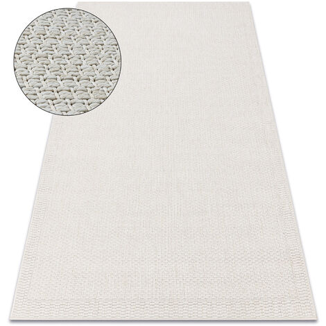 Tapis ORIGI 3737 crème - Cadre ficelle SISAL tissée à plat beige 194x290 cm (1/5)