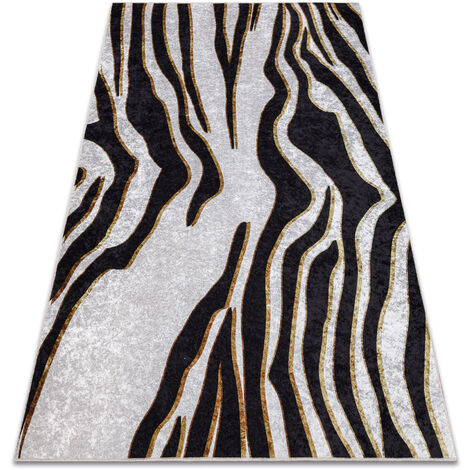Tapis lavable MIRO 52002.807 Motif Zèbre antidérapant - crème / noir beige 120x170 cm (1/5)