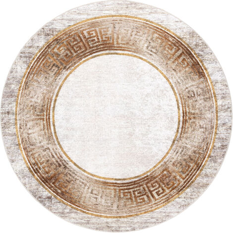 Tapis graphique extérieur et intérieur effet 3D design Parma Beige 80x150