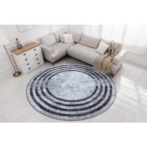 Tapis Moderne Rayé Noir Et Blanc 140x200 Cm - Poil Court Doux - Dessous Antidérapant TPR - Lavable En Machine - Pour Salon, Chambre, Salle à Manger