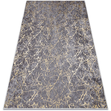 Tapis lavable MIRO 11111.2103 Marbre, glamour antidérapant - gris foncé / or grey 200x290 cm (1/5)