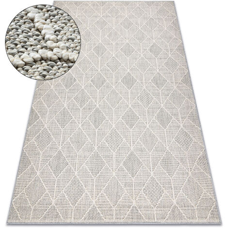 Tapis JERSEY 19231 gris - géométrique structurelles, boucle BOHO beige 160x220 cm (1/5)