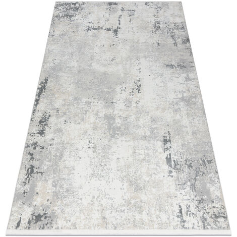 Tapis moderne DUKE 51378 crème / gris - Béton, pierre structuré, très doux, franges grey 80x150 cm (1/5)