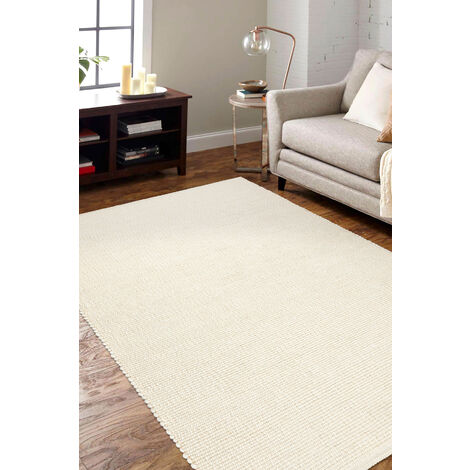 Tapis Nepal Naturel Cr Me Laine Double Face Beige X Cm