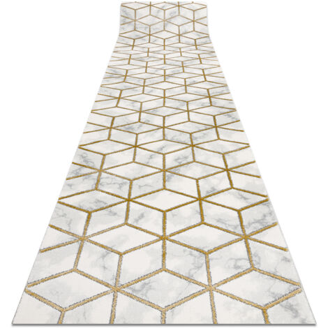 Tapis de couloir EMERALD exclusif 1014 glamour, élégant cube crème / or 120 cm yellow 120x530 cm (1/5)
