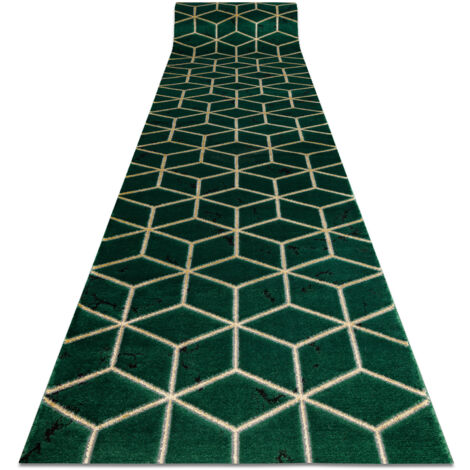 Tapis de couloir EMERALD exclusif 1014 glamour, élégant cube bouteille verte / or 80 cm green 80x620 cm (1/5)