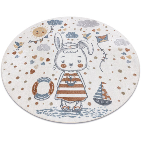 Tapis BONO 8441 cercle Lapin marin crème / bleu multicolour cercle 200 cm (1/5)