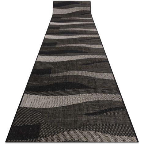 TAPIS DE COULOIR SIZAL FLOORLUX modèle 20212 noir / argentin 120 cm beige 120x1000 cm (1/5)
