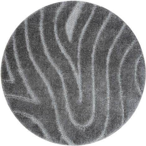 Tapis de salle de bain SUPREME cercle WAVES, vagues, antidérapant, doux - gris grey rotondo 50 cm
