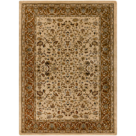 Lot De 4 Tapis Gitans (Romany) – Design Cadre – Beige Foncé – Lavables – Doux