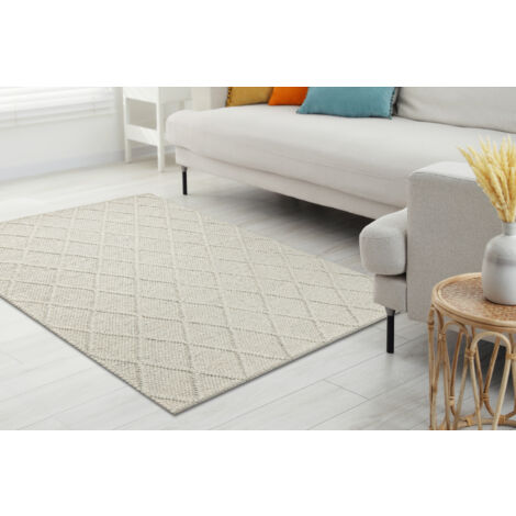 Tapis en jute filé à la main à grosses boucles, flocons d'avoine, 61 x 0,9 m