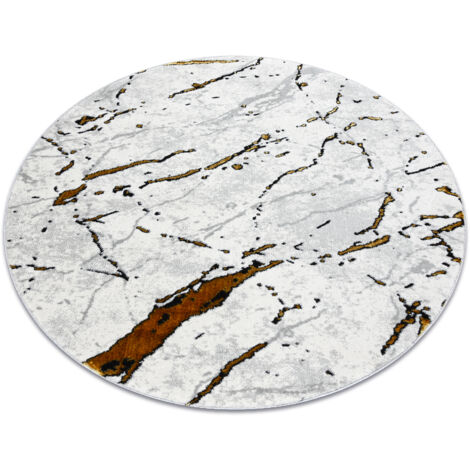 Tapis ALLURE 1963 cercle Marbre - Structurel, élégant, glamour blanc / L'or white cercle 200 cm (1/5)