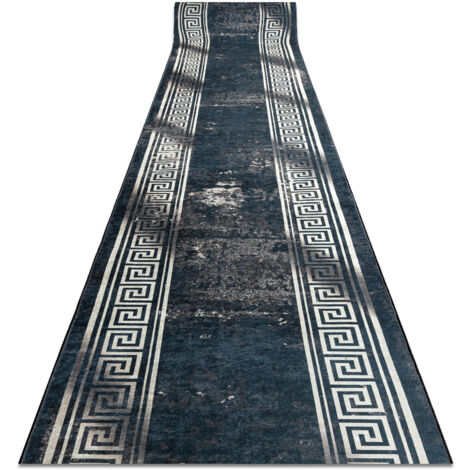 TAPIS DE COULOIR antidérapant LOTUS GRECCO 23593 graphite / gris lavable 100cm grey 100x1300 cm (1/5)