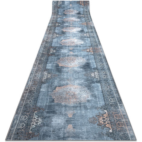 TAPIS DE COULOIR antidérapant LOTUS ROSETTE 47050 gris lavable 120cm grey 120x510 cm (1/5)
