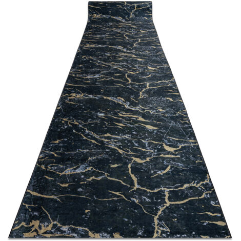 TAPIS DE COULOIR antidérapant LOTUS GALACTIC 9523 Marbre noir / L'or lavable 80cm black 80x260 cm (1/5)