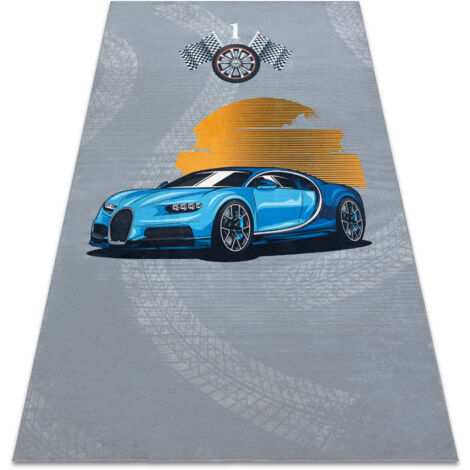 Tapis lavable BAMBINO 41730 Voiture, course pour les enfants antidérapant - gris / bleu grey 80x150 cm (1/5)