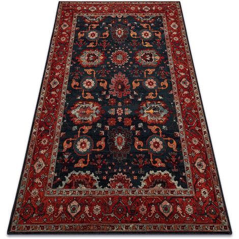 Tapis En Laine Polonia Tesoro Cadre Bleu Fonc Red X Cm