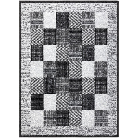 BCF Tapis Morad RAFIA Rectangles, géométrique - gris grey 300x400 cm