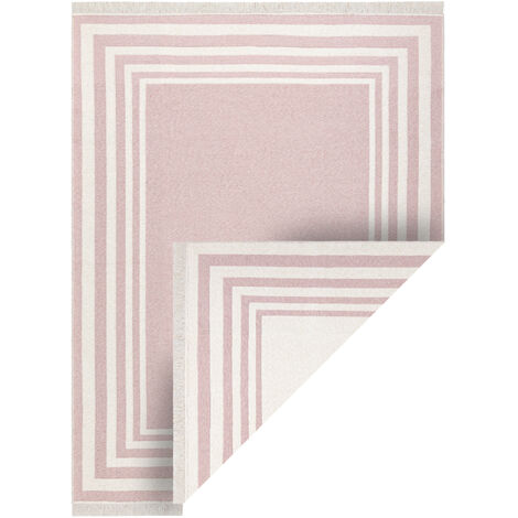 Tapis TWIN 22990 Cadre, Coton, double face, Franges écologiques - rose / crème pink 60x90 cm (1/5)