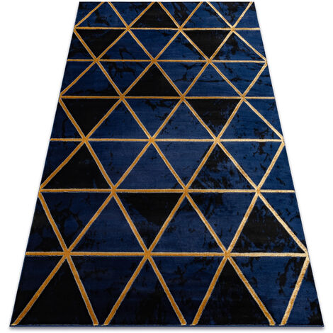 Tapis EMERALD exclusif 1020 glamour, élégant marbre, triangles bleu foncé / or blue 120x170 cm (1/5)