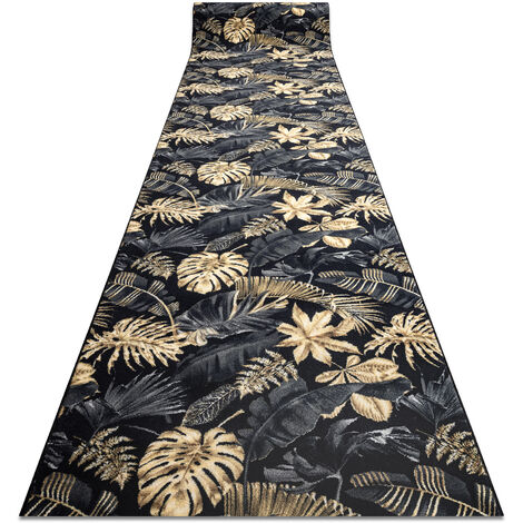 TAPIS DE COULOIR antidérapant MONSTERA Feuilles la gomme or 100 cm yellow 100x900 cm (1/5)