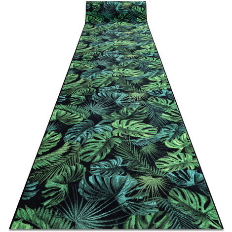 TAPIS DE COULOIR antidérapant MONSTERA Feuilles la gomme vert 100 cm green 100x900 cm (1/5)