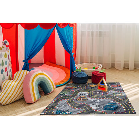 Tapis FUN Strade pour enfants, rue, ville gris 160x220 cm