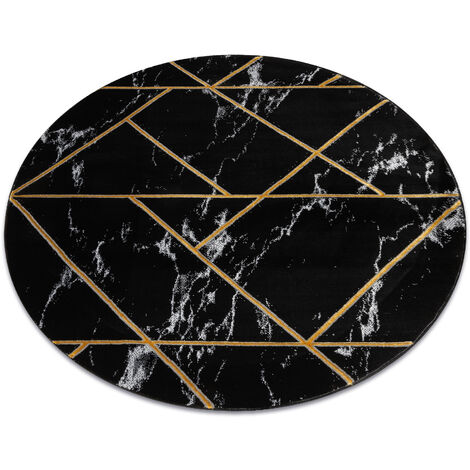 Tapis EMERALD exclusif 2000 cercle - glamour, élégant marbre, géométrique noir / or black cercle 120 cm (1/5)