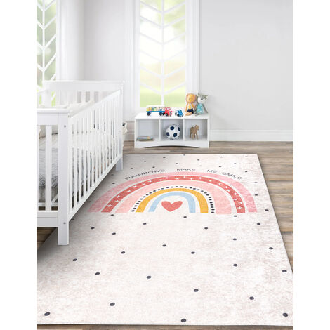Tapis Nuage Enfant ZYFAB 120x160cm - Doux Et Antidérapant - Décoration Chambre Bébé - Blanc 100% Coton