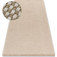 Tapis JUTE 3731 crème / beige - jute, tissé à plat, franges beige 160x220 cm