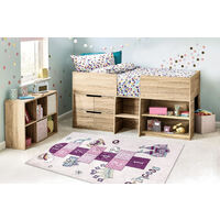 Tapis Chambre Enfant Lavable Tapis Enfant Bambino 140x190cm - Lavable Machine | Antidérapant | Jeux Marelle Et Chiffres | Rose Tapis Jeu Lavable Machine
