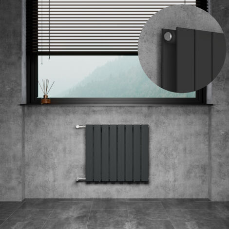 WITEN&NOCK Design Heizkörper Flachheizkörper Paneelheizkörper mit seitlichen Anschlüssen Nabenabstand 500mm Anthrazit Doppellagig 550x608mm 752Watt