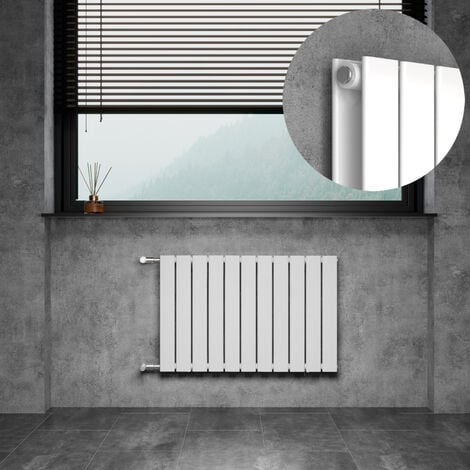 WITEN&NOCK Design Heizkörper Flachheizkörper mit Seitenanschluss Paneelheizkörper, Nabenabstand 500 mm, weiß, 55x85 cm, doppellagig