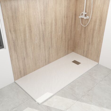 180x70 cm Weiß SMC Duschwanne Brausewanne Duschtasse Steinoptik Superflach Rutschfest ohne Ablaufgarnitur