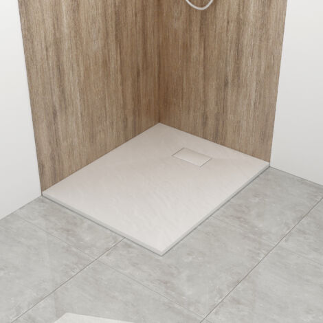 100x90 cm Weiß SMC Duschwanne Brausewanne Duschtasse Steinoptik Superflach Rutschfest ohne Ablaufgarnitur