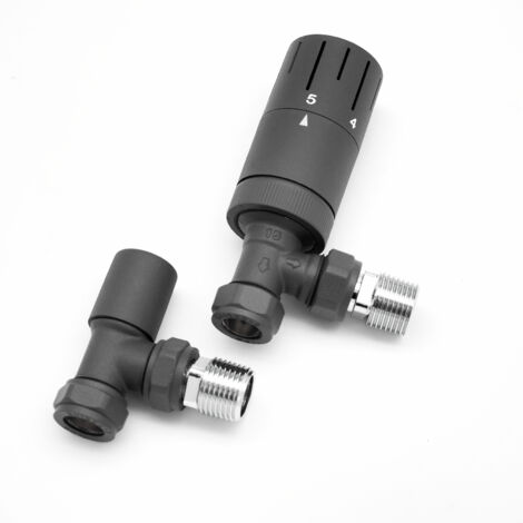 Ventile für Heizkörper Seitenanschluss Winkelventile G1/2'' Eckmontage Anthrazit