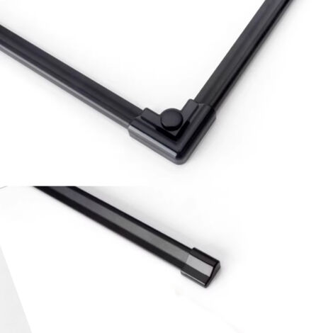 WITEN&NOCK Aluminium Schwallleiste Schwallprofil Duschdichtung Schwallschutzleisten Set Endstücke und Eckverbinder Dusche Duschwanne Duschkabine gerade Wasserabweiser Länge 100 cm schwarz