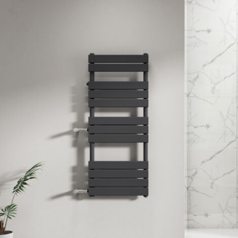 SARDORA Design Badheizkörper 1200 x 500 mm Anthrazit Handtuchheizung Handtuchtrockner Seitenanschluss Nabenabstand 500 & 900 mm links mit Ventile (1/5)